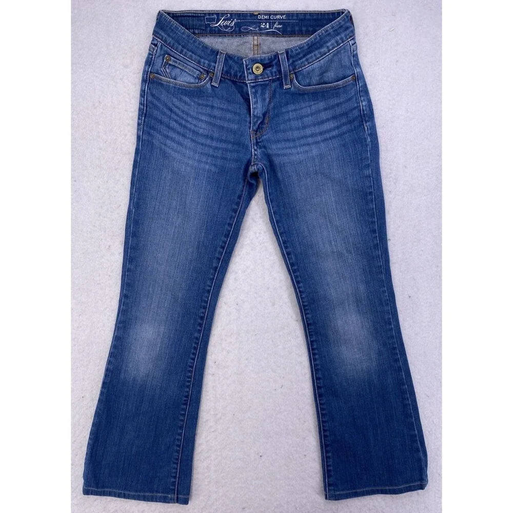 Levi's Demi Curve Flare Jeans Womens Blue Denim Low Rise Stretch 24x27 - Picture 1 of 14
